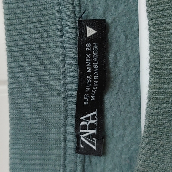 ZARA Moss green cropped crew neck sweatshirt top shirt Medium - Picture 5 of 6